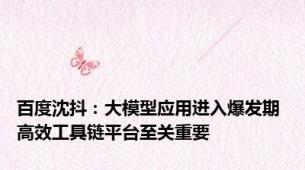 百度沈抖：大模型应用进入爆发期 高效工具链平台至关重要
