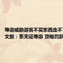 导游威胁游客不买东西走不了 天津文旅:系无证导游 顶格罚款3万元