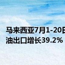 马来西亚7月1-20日棕榈油出口增长39.2%