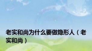 老实和尚为什么要做隐形人（老实和尚）