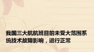 我国三大航航班目前未受大范围系统技术故障影响，运行正常