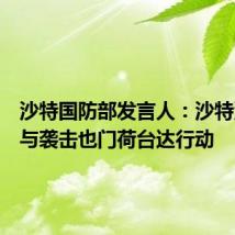 沙特国防部发言人:沙特没有参与袭击也门荷台达行动