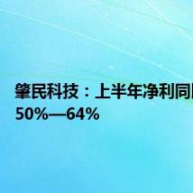 肇民科技:上半年净利同比预增50%—64%