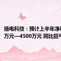 扬电科技:预计上半年净利3500万元—4500万元 同比扭亏