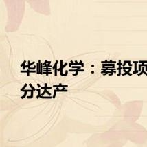 华峰化学：募投项目部分达产