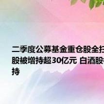 二季度公募基金重仓股全扫描:9只股被增持超30亿元 白酒股被明显减持