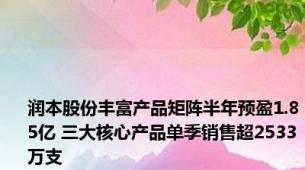 润本股份丰富产品矩阵半年预盈1.85亿 三大核心产品单季销售超2533万支
