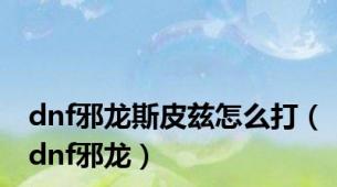 dnf邪龙斯皮兹怎么打（dnf邪龙）