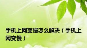 手机上网变慢怎么解决（手机上网变慢）