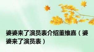 婆婆来了演员表介绍董维嘉（婆婆来了演员表）