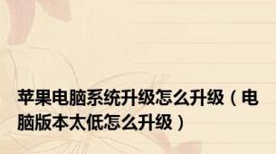 苹果电脑系统升级怎么升级（电脑版本太低怎么升级）