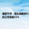 港股午评：恒生指数涨0.82% 心动公司涨超11%