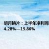 明月镜片：上半年净利同比预增4.28%—15.86%