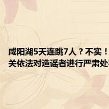 咸阳湖5天连跳7人?不实!公安机关依法对造谣者进行严肃处罚