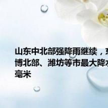 山东中北部强降雨继续,东营、淄博北部、潍坊等市最大降水量150毫米