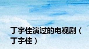 丁宇佳演过的电视剧（丁宇佳）