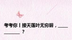 考考你丨接天莲叶无穷碧，_____________ ？