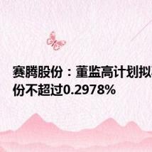 赛腾股份:董监高计划拟减持股份不超过0.2978%