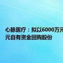 心脉医疗：拟以6000万元至1亿元自有资金回购股份