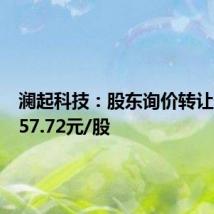 澜起科技：股东询价转让价格为57.72元/股