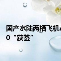 国产水陆两栖飞机AG600“获签”