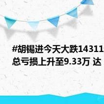 #胡锡进今天大跌14311元# ，总亏损上升至9.33万 达