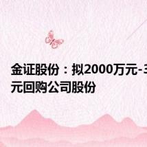 金证股份:拟2000万元-3000万元回购公司股份