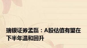 瑞银证券孟磊：A股估值有望在下半年温和回升