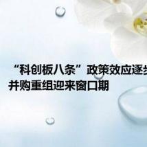 “科创板八条”政策效应逐步显现，并购重组迎来窗口期