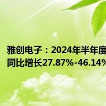 雅创电子：2024年半年度净利润同比增长27.87%-46.14%