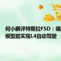 何小鹏评特斯拉FSD：端到端大模型能实现L4自动驾驶