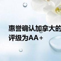 惠誉确认加拿大的信用评级为AA+