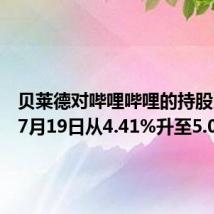 贝莱德对哔哩哔哩的持股比例于7月19日从4.41%升至5.05%