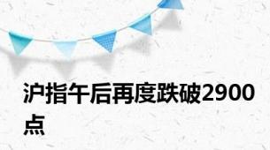 沪指午后再度跌破2900点