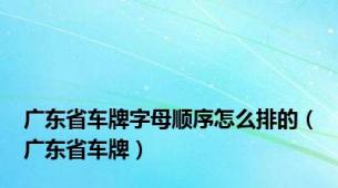 广东省车牌字母顺序怎么排的（广东省车牌）