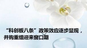 “科创板八条”政策效应逐步显现，并购重组迎来窗口期