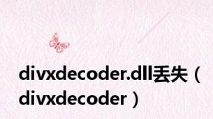 divxdecoder.dll丢失（divxdecoder）