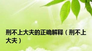 刑不上大夫的正确解释（刑不上大夫）
