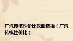 广汽传祺性价比轮胎选择（广汽传祺性价比）