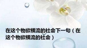 在这个物欲横流的社会下一句（在这个物欲横流的社会）