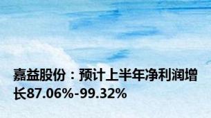 嘉益股份：预计上半年净利润增长87.06%-99.32%