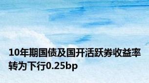 10年期国债及国开活跃券收益率转为下行0.25bp