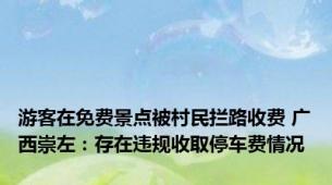 游客在免费景点被村民拦路收费 广西崇左：存在违规收取停车费情况