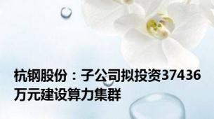 杭钢股份：子公司拟投资37436万元建设算力集群