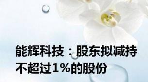 能辉科技：股东拟减持不超过1%的股份