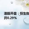 港股开盘：恒生指数低开0.29%