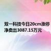 双一科技今日20cm涨停 四机构净卖出3087.15万元