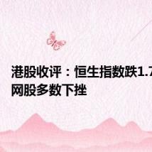 港股收评：恒生指数跌1.77% 科网股多数下挫