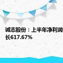 诚志股份：上半年净利润同比增长617.67%