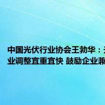 中国光伏行业协会王勃华：光伏行业调整宜重宜快 鼓励企业兼并重组